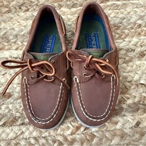 Sperry Topsider Brown Leather Boat Shoes Toddler Size 10.5